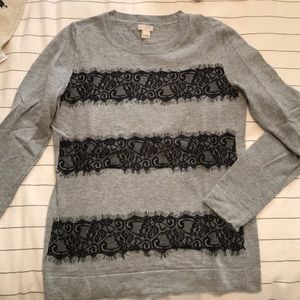 J.Crew Factory Lace-Stripe Sweater Sz. XS